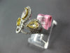 ESTATE LARGE 1.31CT WHITE & FANCY YELLOW DIAMOND 18KT 2 TONE GOLD 3D CROWN RING