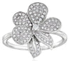 ESTATE .35CT DIAMOND 14KT WHITE GOLD 3D CLASSIC MULTI LEAF FLOWER LOVE RING