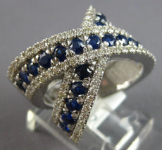 2.79CT DIAMOND & AAA SAPPHIRE 14KT WHITE GOLD 3 ROW CRISS CROSS X INFINITY RING
