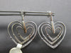 ESTATE LARGE .75CT DIAMOND 14KT WHITE GOLD 3D TRIPLE HEART LOVE HANGING EARRINGS