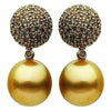 ESTATE LARGE 2.1CT MOCHA DIAMOND & GOLDEN SOUTH SEA PEARL 18K ROSE GOLD EARRINGS