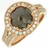 ESTATE 5.45CT WHITE & CHOCOLATE FANCY DIAMOND 18K ROSE GOLD HALO ENGAGEMENT RING