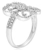 ESTATE .10CT DIAMOND 14KT WHITE GOLD 3D DOUBLE HEART OPEN FILIGREE FUN RING
