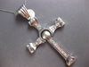 EXTRA LARGE .60CT CZ 14KT WHITE GOLD CROSS FLEXIBLE CROSS BAMBOO DESIGN PENDANT