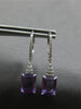 ESTATE 3.17CT DIAMOND & AAA AMETHYST 14KT WHITE GOLD LEVERBACK HANGING EARRINGS