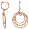 ESTATE .85CT DIAMOND 14KT ROSE GOLD 3D CIRCLE OF LIFE MULTI ROW HANGING EARRINGS