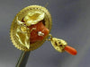 ANTIQUE LARGE AAA CORAL 14KT YELLOW GOLD 3D HANDCRAFTED FLOWER BROOCH PIN #26474