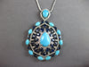 EXTRA LARGE 29.73CT DIAMOND & AAA SAPPHIRE & TURQUOISE 14K WHITE GOLD 3D PENDANT