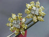 LARGE 4.08CT WHITE & FANCY YELLOW DIAMOND 18KT TWO TONE GOLD 3D HANGING EARRINGS