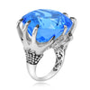 EXTRA LARGE 68.06CT DIAMOND & AAA BLUE TOPAZ 18KT WHITE GOLD 3D AQUATIC FUN RING