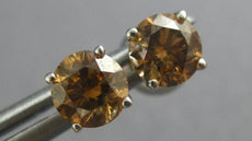 .92CT CHOCOLATE FANCY DIAMOND 14KT WHITE GOLD SOLITAIRE SCREWBACK STUD EARRINGS