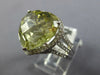 EXTRA LARGE 11.04CT DIAMOND & AAA GREEN AMETHYST 18K WHITE GOLD HEART SHAPE RING