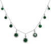 LARGE 6.7CT DIAMOND & AAA EMERALD 18KT WHITE GOLD 3D MULTI FLOWER LOVE NECKLACE