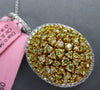 LARGE 2.71CT WHITE & FANCY YELLOW DIAMOND 18KT 2 TONE GOLD CLUSTER OVAL PENDANT