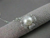 ANTIQUE DIAMOND 8MM SEA PEARL FLOWER 14K WHITE GOLD PENDANT