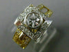 ESTATE WIDE .75CT DIAMOND 18KT TWO TONE GOLD SQUARE BEZEL ENGAGEMENT RING #9804