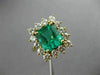 ESTATE LARGE 5.36CT DIAMOND & AAA EMERALD 18K YELLOW GOLD FLOWER ENGAGEMENT RING