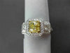 ESTATE 2.13CT GIA FANCY YELLOW DIAMOND 18K TWO TONE GOLD 3 STONE ENGAGEMENT RING