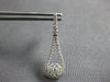 ESTATE .88CT DIAMOND 14KT WHITE GOLD CLASSIC FLOWER TEAR DROP HANGING EARRINGS