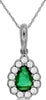 .52CT DIAMOND & AAA EMERALD 14K WHITE GOLD ROUND & PEAR SHAPE SEMI BEZEL PENDANT