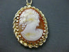 ANTIQUE 14KT YELLOW GOLD HAND CARVED LADY SHELL CAMEO PENDANT BEAUTIFUL! #22105
