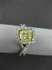 ESTATE 1.65CT GIA FANCY YELLOW DIAMOND 18K TWO TONE GOLD 3D HALO ENGAGEMENT RING