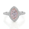 .99CT WHITE & PINK DIAMOND 18KT WHITE GOLD 3D MARQUISE & ROUND ENGAGEMENT RING