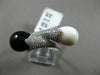 ESTATE LARGE .65CT DIAMOND AAA ONYX & AGATE 14KT WHITE GOLD CRISS CROSS FUN RING