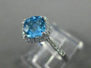 ESTATE 1.29CT DIAMOND & AAA BLUE TOPAZ 14KT WHITE GOLD 3D CUSHION FUN LOVE RING