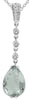 1.69CT DIAMOND & AAA GREEN AMETHYST 14K WHITE GOLD 3D PEAR SHAPE & ROUND PENDANT