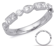 .34CT DIAMOND 14K WHITE GOLD 3D ROUND RECTANGULAR & PEAR SHAPE FILIGREE FUN RING