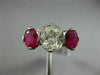 ANTIQUE 3.51CT OLD MINE DIAMOND & AAA RUBY PLATINUM THREE STONE ENGAGEMENT RING