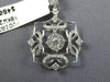 LARGE .78CT DIAMOND 18KT WHITE GOLD 3D FLOWER FILIGREE SQUARE FLOATING PENDANT