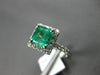 LARGE 1.72CT DIAMOND & AAA EMERALD 14KT WHITE GOLD SQUARE HALO ENGAGEMENT RING