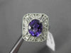 ANTIQUE LARGE 2.48CT DIAMOND & AAA AMETHYST 14KT WHITE GOLD FILIGREE FLORAL RING