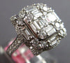 LARGE 1.88CT DIAMOND 18KT WHITE GOLD 3D ROUND & BAGUETTE FLOWER SQUARE FUN RING