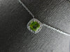 1.04CT DIAMOND & AAA PERIDOT 14K WHITE GOLD CUSHION & ROUND SQUARE HALO NECKLACE