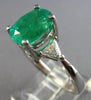 LARGE 4.08CT DIAMOND & COLUMBIAN EMERALD 14KT WHITE GOLD ENGAGEMENT RING #28084