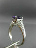 ESTATE 1.56CT DIAMOND & AMETHYST 14K WHITE GOLD 3D OVAL FILIGREE ENGAGEMENT RING