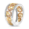 ESTATE WIDE .69CT DIAMOND 14K TRI COLOR GOLD 3D MULTI LOVE KNOT ANNIVERSARY RING