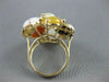 ESTATE WIDE 10.0CT JADE AMBER ONYX & CARNELIAN 14KT YELLOW GOLD FLOWER RING 2775