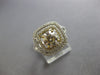 WIDE 1.34CT WHITE & FANCY YELLOW DIAMOND 18KT 2 TONE GOLD ROUND DOUBLE HALO RING