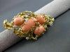 ANTIQUE LARGE OLD MINE DIAMOND & AAA CORAL 14KT YELLOW GOLD BROOCH / PIN #20239