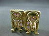WIDE 2.90CTW PINK SAPPHIRE DIAMOND 18KT WHITE & YELLOW GOLD EARRINGS #21752
