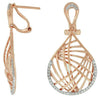 .30CT DIAMOND 14KT ROSE GOLD 3D CRISS CROSS TEAR DROP CLIP ON HANGING EARRINGS