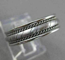 ESTATE WIDE 14KT WHITE GOLD TRIPLE ROPE WEDDING ANNIVERSARY RING 6mm #23159