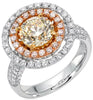 2.64CT WHITE FANCY YELLOW & PINK DIAMOND 18KT TRI COLOR GOLD 3D ENGAGEMENT RING