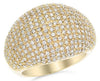 LARGE 1.55CT DIAMOND 14KT YELLOW GOLD 3D MULTI ROW PAVE DOME SHAPE FUN RING