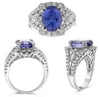 LARGE 6.35CT DIAMOND & AAA TANZANITE 18KT WHITE GOLD OVAL ROUND & MARQUISE RING