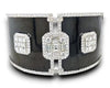 EXTRA LARGE 6.74CT DIAMOND & BLACK ENAMEL 18K WHITE GOLD 3D CUFF BANGLE BRACELET